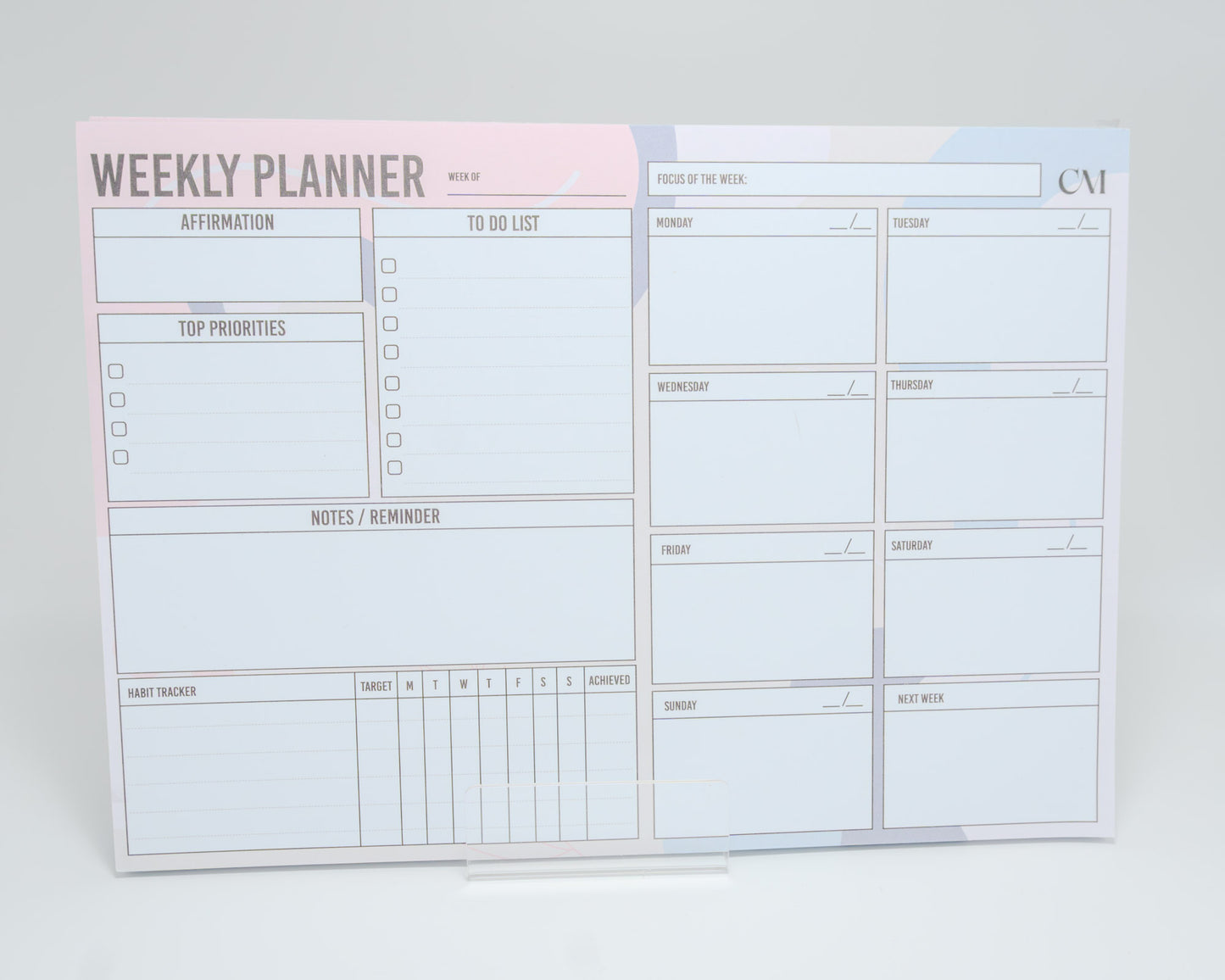 Weekly Planner 'Make It Happen' Desk Pad with Affirmation Habit Tracker