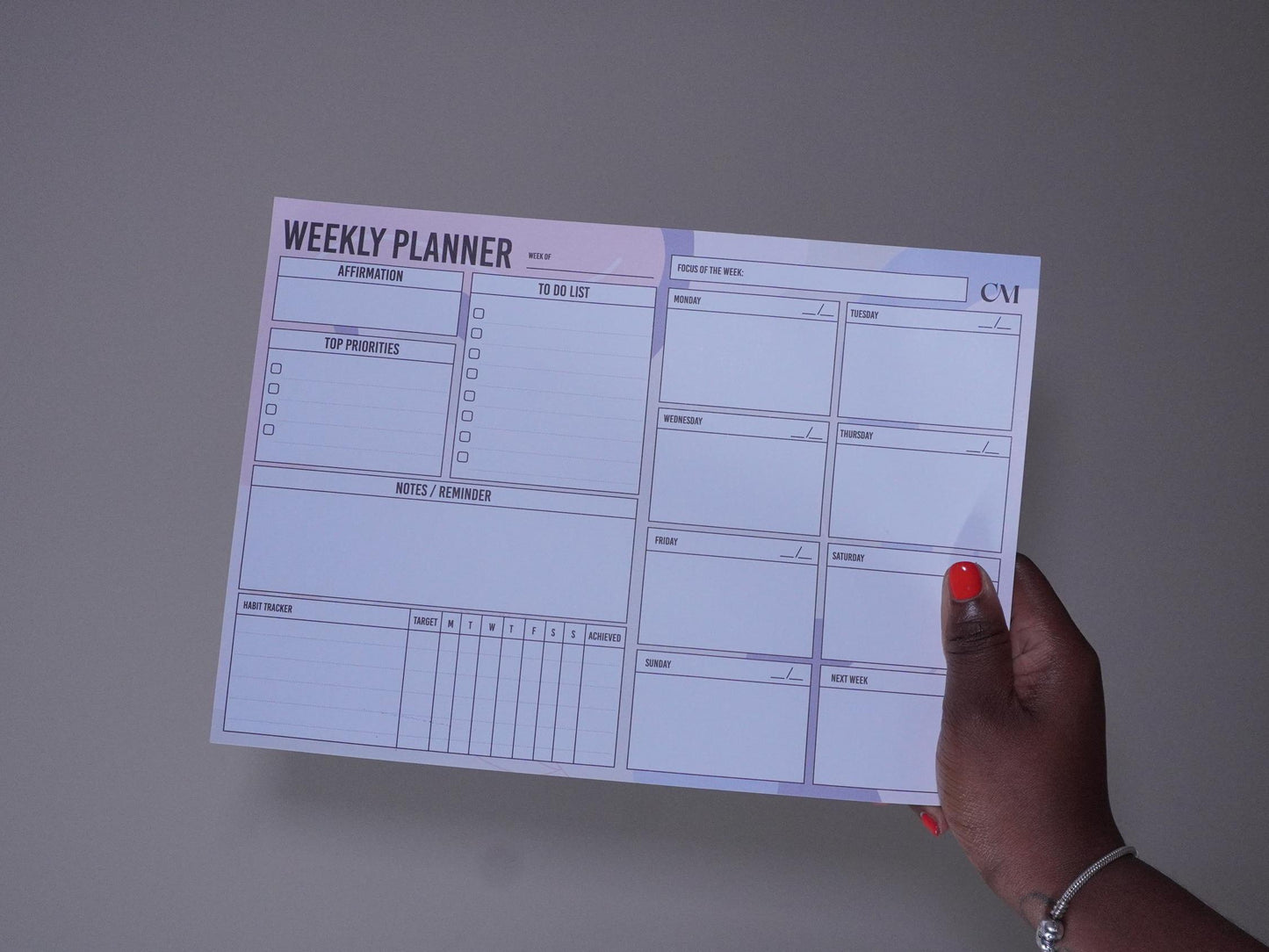 Weekly Planner 'Make It Happen' Desk Pad with Affirmation Habit Tracker