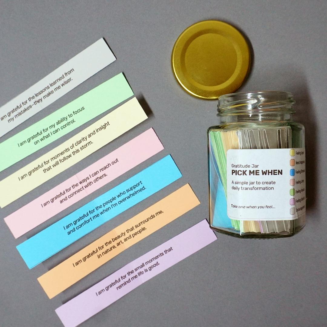 Gratitude Jar 70 Prompts - Transform your mindset and uplift your mood