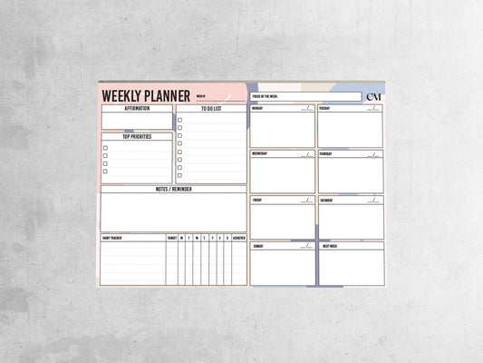 Weekly Planner 'Make It Happen' Desk Pad with Affirmation Habit Tracker