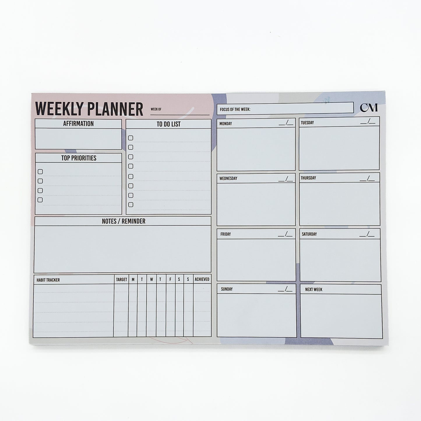 Weekly Planner 'Make It Happen' Desk Pad with Affirmation Habit Tracker